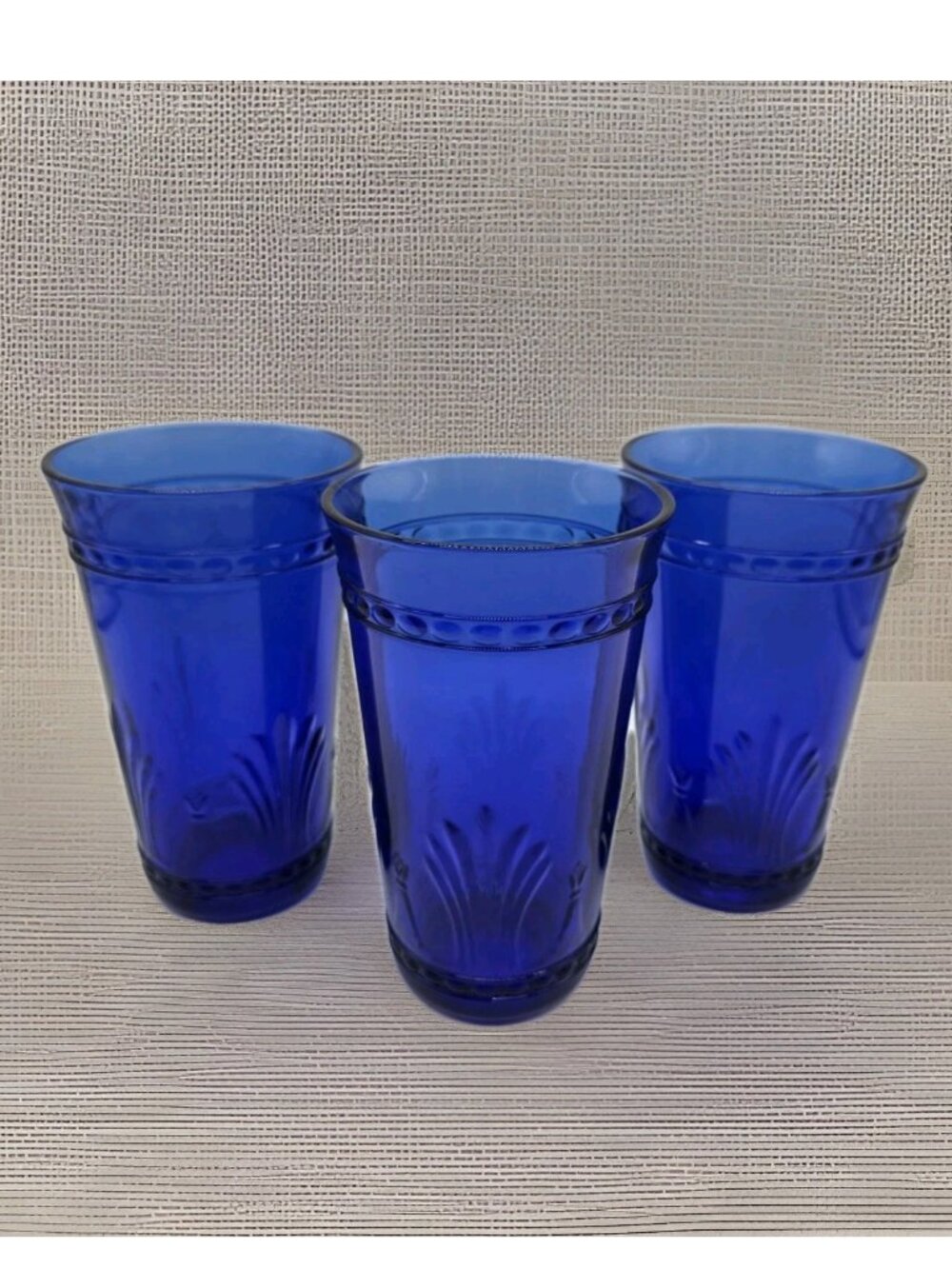Alexandra Blue Cobalt Blue by Toscany Tall Glasses Lot Of 3 Vintage